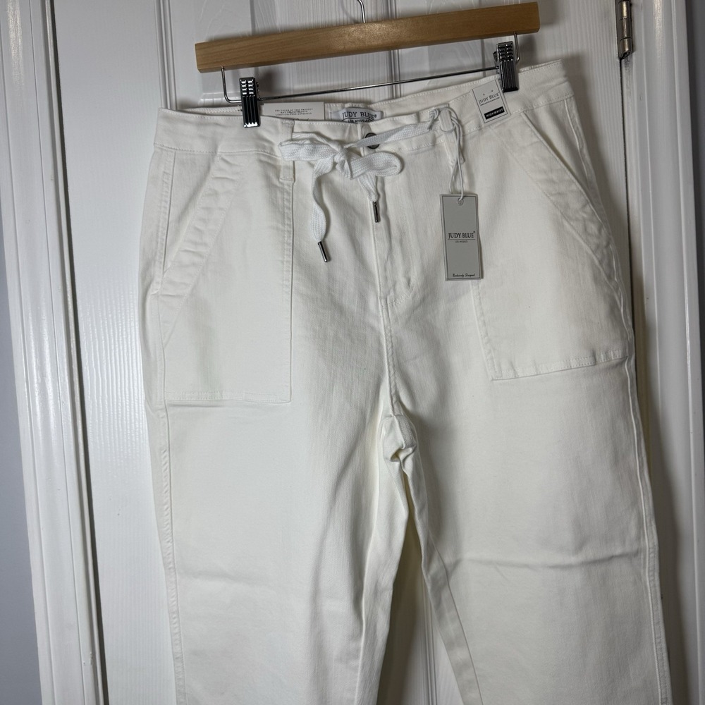 JUDY BLUE HIGH RISE DRAWSTRING JOGGERS WHITE WOMENS 15 32 NWT‎ - Picture 2 of 5